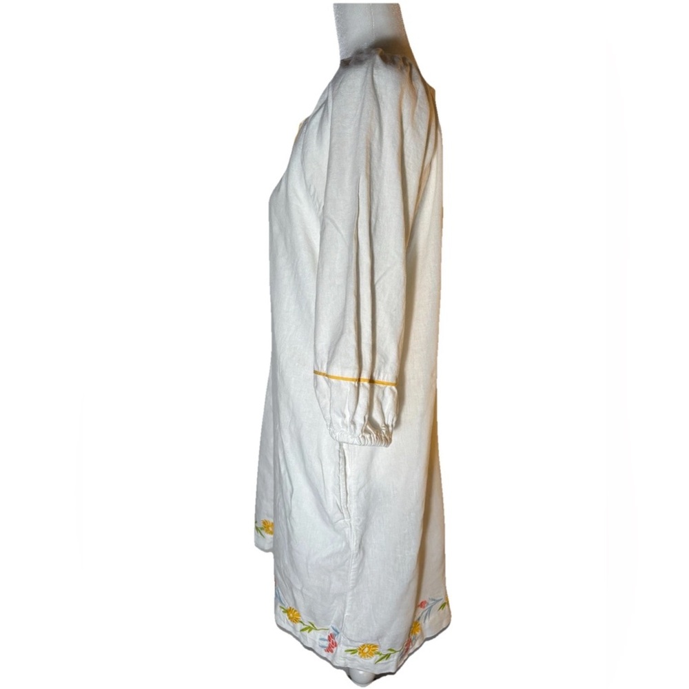Calypso St. Barth Linen Blend White Embroidered Short Shift Dress - M - Picture 5 of 9